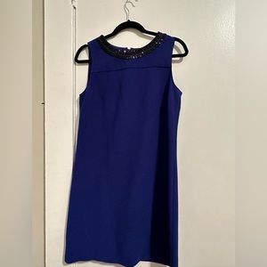 Loft - Royal Blue Shift Dress with Black beaded neckline - 8